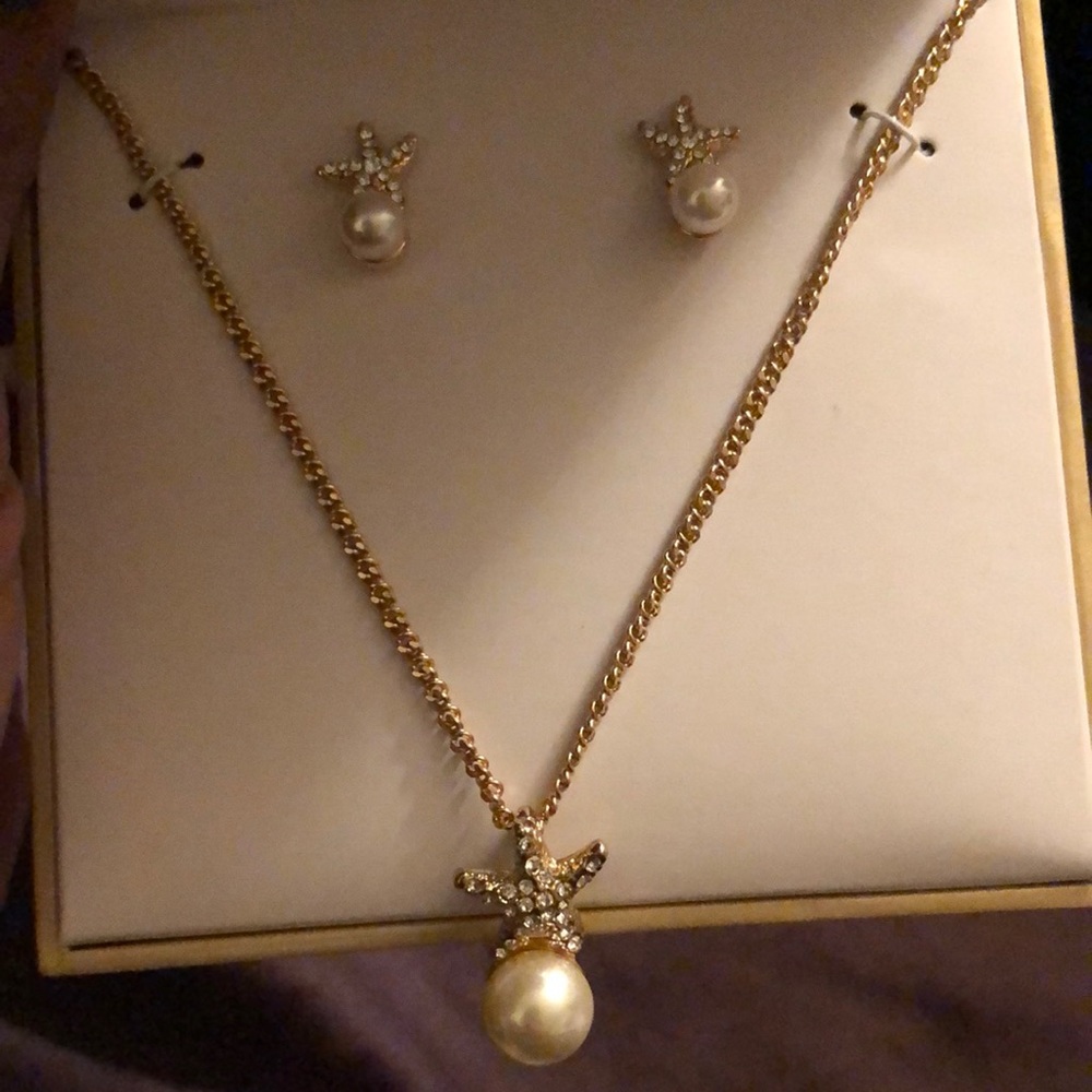 Macy’s Charter Club faux pearl starfish earring and necklace set